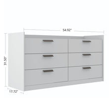 Load image into Gallery viewer, Modern Chic 6-Drawer Dresser Featuring Bronze Handles - White
