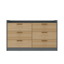 Load image into Gallery viewer, Modern Chic 6-Drawer Dresser Featuring Bronze Handles - Elm and Gray

