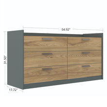 Load image into Gallery viewer, Modern Chic 6-Drawer Dresser Featuring Bronze Handles - Elm and Gray
