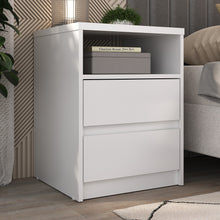 Load image into Gallery viewer, Contemporary 2-Drawer Nightstand with a Built-in Niche - White
