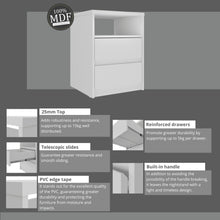 Load image into Gallery viewer, Contemporary 2-Drawer Nightstand with a Built-in Niche - White
