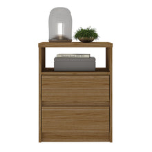 Load image into Gallery viewer, Contemporary 2-Drawer Nightstand with a Built-in Niche - Walnut
