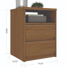 Load image into Gallery viewer, Contemporary 2-Drawer Nightstand with a Built-in Niche - Walnut
