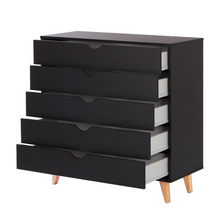 Load image into Gallery viewer, 5 Drawer Dresser – Tall Dresser Storage Organizer - Black
