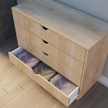 Load image into Gallery viewer, 4 Drawer Dresser – Tall Dresser Storage Organizer - Natural Wood
