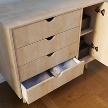 Load image into Gallery viewer, 4 Drawer and 1 Door Dresser - Tall Dresser Storage Organizer - Natural Wood
