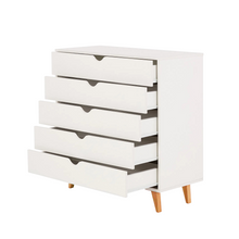 Load image into Gallery viewer, 5 Drawer Dresser – Tall Dresser Storage Organizer - White

