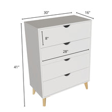Load image into Gallery viewer, Modern Tall 4-Drawer Dresser - White
