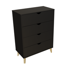 Load image into Gallery viewer, Modern Tall 4-Drawer Dresser - Black
