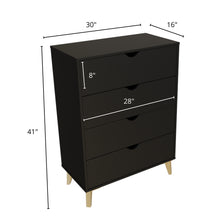 Load image into Gallery viewer, Modern Tall 4-Drawer Dresser - Black
