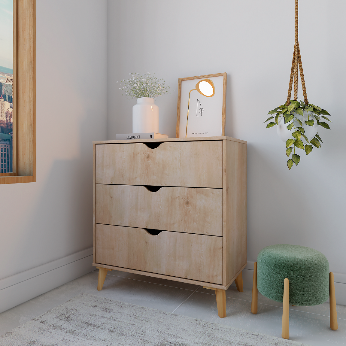 3 drawer online dresser natural wood