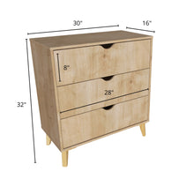Load image into Gallery viewer, Modern Tall 3-Drawer Dresser - Natural Wood
