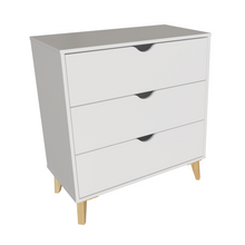 Load image into Gallery viewer, Modern Tall 3-Drawer Dresser - White
