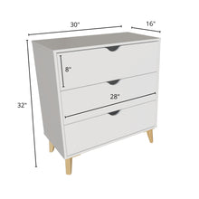 Load image into Gallery viewer, Modern Tall 3-Drawer Dresser - White
