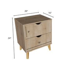 Load image into Gallery viewer, Modern 2-Drawer Nightstand - Natural Wood
