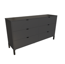 Load image into Gallery viewer, Minimalist 6-Drawer Dresser – Double Wooden Decor - Dark Gray
