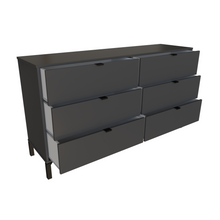 Load image into Gallery viewer, Minimalist 6-Drawer Dresser – Double Wooden Decor - Dark Gray
