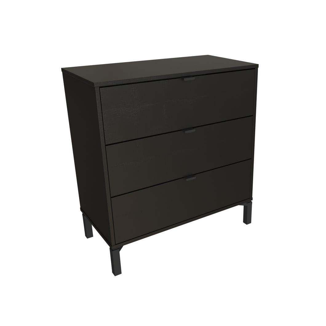 Minimalist 3-Drawer Dresser - Black