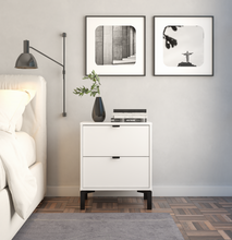 Load image into Gallery viewer, Minimalist 2-Drawer Nightstand - White
