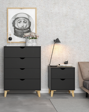 Load image into Gallery viewer, Modern Tall 4-Drawer Dresser - Black
