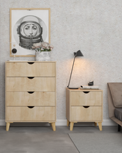 Load image into Gallery viewer, Modern Tall 4-Drawer Dresser - Natural Wood
