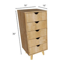 Load image into Gallery viewer, Tall 5- Drawer Dresser - Natural Wood
