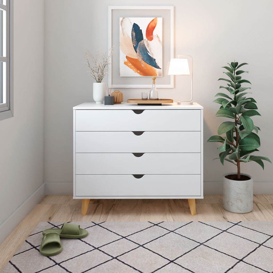 4 Drawer Dresser – Tall Dresser Storage Organizer - White