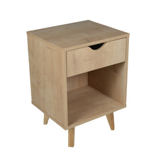 Load image into Gallery viewer, Mid Century Modern Nightstand - Drawer and Niche - Natural Wood
