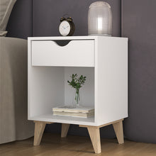 Load image into Gallery viewer, Mid Century Modern Nightstand - Drawer and Niche - White
