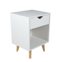 Load image into Gallery viewer, Mid Century Modern Nightstand - Drawer and Niche - White
