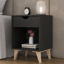 Load image into Gallery viewer, Mid Century Modern Nightstand - Drawer and Niche - Black
