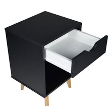 Load image into Gallery viewer, Mid Century Modern Nightstand - Drawer and Niche - Black
