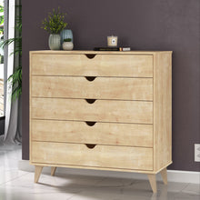 Load image into Gallery viewer, 5 Drawer Dresser – Tall Dresser Storage Organizer - Natural Wood
