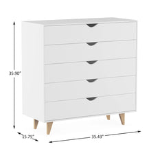 Load image into Gallery viewer, 5 Drawer Dresser – Tall Dresser Storage Organizer - White
