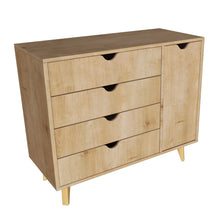 Load image into Gallery viewer, 4 Drawer and 1 Door Dresser - Tall Dresser Storage Organizer - Natural Wood
