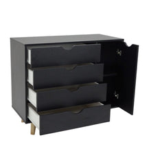 Load image into Gallery viewer, 4 Drawer and 1 Door Dresser - Tall Dresser Storage Organizer - Black
