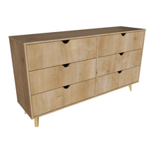 Load image into Gallery viewer, 6-Drawer Dresser – Double Wooden Cabinet - Natural Wood
