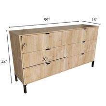 Load image into Gallery viewer, Minimalist 6-Drawer Dresser – Double Wooden Decor - Natural Wood
