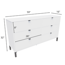 Load image into Gallery viewer, Minimalist 6-Drawer Dresser – Double Wooden Decor - White
